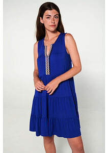 Letní volánkové šaty Vamp bez rukávů 20508 modré