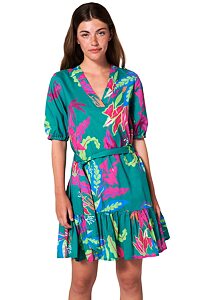 Barevné letní šaty Vamp s krátkými rukávy 20420 zelené