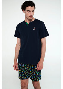 Pohodlné pyžamo Vamp s krátkými rukávy 20660 modré