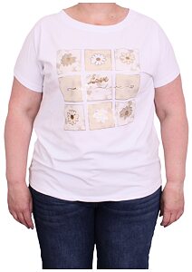 Bavlněné dámské tričko s potiskem Mitica 299 kopretina mocca