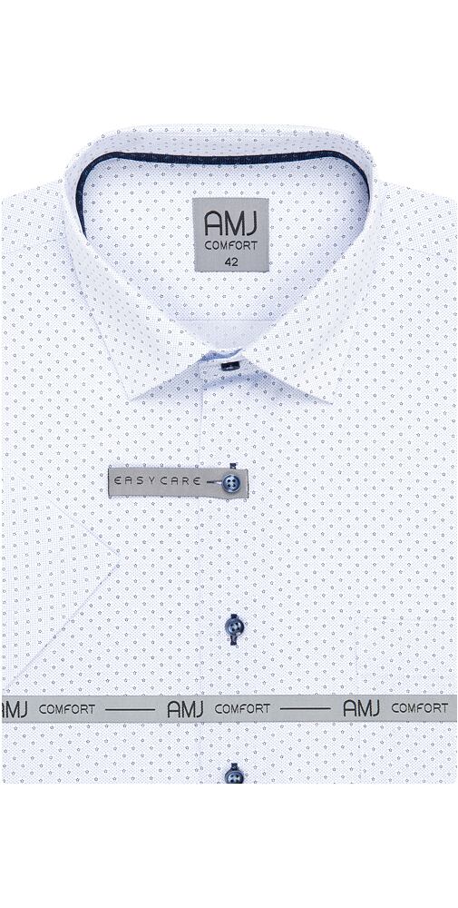 Pánská košile AMJ s krátkým rukávem Comfort slim VKSBR 1373 bílo-modrá