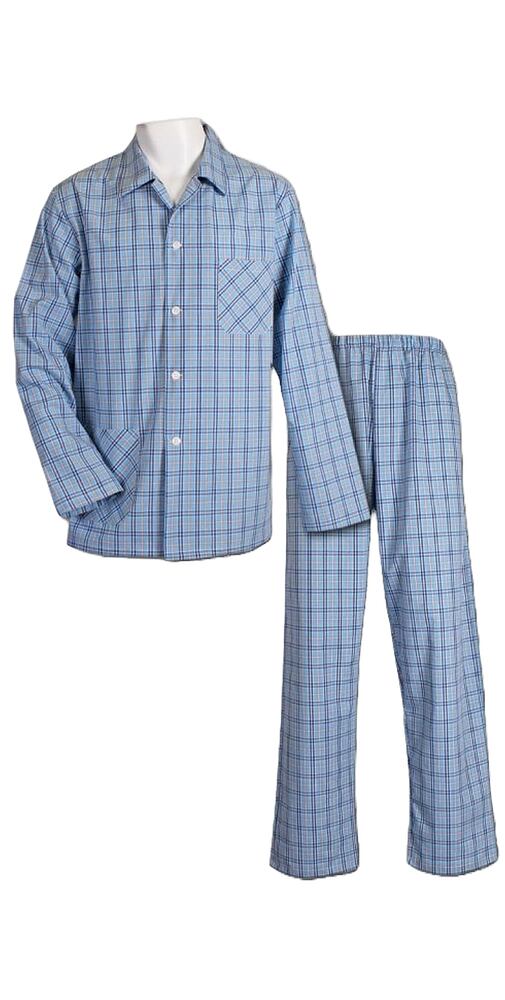 Popelínové pyžamo Luiz Charles 329 sv.modrá kostička