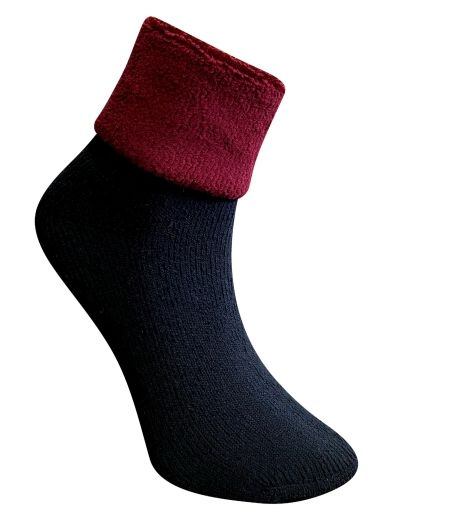 Ponožky s ovčí vlnou Matex 838 Helena Merino černo-bordo