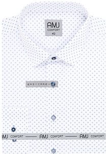 Pánská funkční košile s dlouhým rukávem AMJ Slim Fit VDSE 1345 bílo-modrá