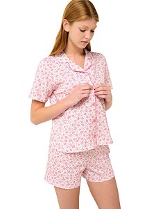 Bavlněné dámské pyžamo s knoflíky Vamp 22253 pink dove