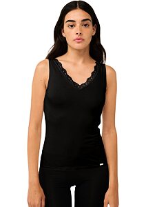 Dámské tílko Vamp Micromodal s krajkovým výstřihem do V 22801 black