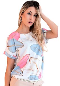 Květovaná halenka M. Hajdan 1178 pink list