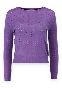 Trendy svetr s kulatým výstřihem pro ženy GJ90009D fialový
