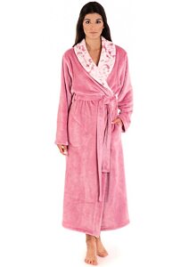 Dámský župan z flanel fleece Vestis Flora šál st.růžová