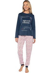 Hřejivé dámské pyžamo Muydemi 210002 jeans