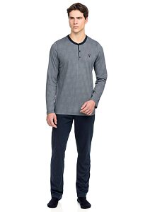 Vamp - Klasické pánské dvoudílné pyžamo 15661 blue oxford