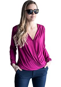 Elegantní top s dlouhým rukávem K5049 purpurová