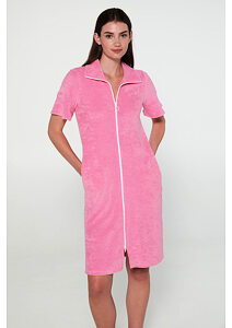 Jednoduché froté šaty Vamp s krátkými rukávy 20557 růžové