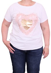 Bavlněné dámské tričko s potiskem Mitica 299 srdce růžové