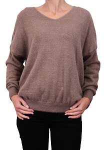 Elegantní svetr protkaný třpytivou nití R116 fango