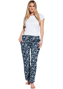 Půvabné dámské domácí kalhoty Cornette 690/36 navy tisk