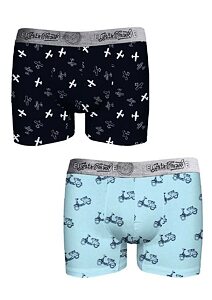 Bavlněné boxerky pro muže John Frank JF2BEF32 navy - světle modré 2 pack