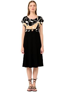 Viskózové letní šaty na ramínka s abstraktními květy Vamp 22478 black