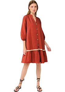 Letní šaty Vamp z popelínu s knoflíky 22457 red chili