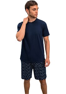 Mladistvé krátké pyžamo pro muže Vamp 16850 blue oxford