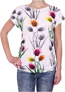 Květinové tričko s krátkým rukávem Ruko 5335 bílá perla