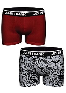 Bavlněné boxerky pro muže John Frank JF2BTORA03 červeno-šedé