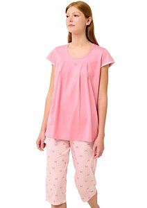 Bavlněné dámské pyžamo s volánky Vamp 22260 pink sea