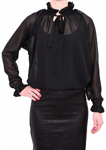 Elegatní tylová dámská košile Fashion Mam 22 černá