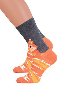 Dámské ponožky s obrázky More 151078 orange veverka