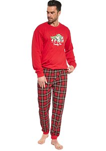 Pánské pyžamo s dlouhým rukávem Cornette Family Time červená