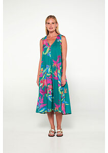 Letní květinové šaty Vamp bez rukávů 20423 zelené