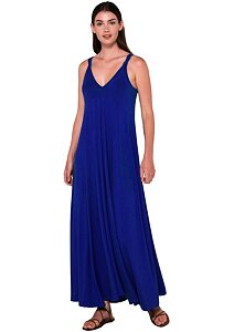 Dlouhé jednoduché šaty Vamp 20509 modré