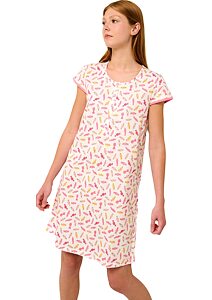 Bavlněná letní noční košile s knoflíkovou légou Vamp 22273 pink sea