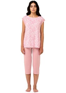 Dámské pyžamo Vamp s kapri kalhotami 22000 pink blush
