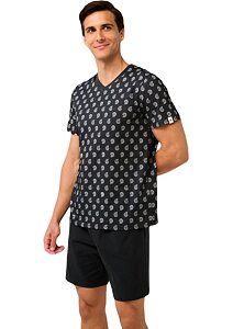 Bavlněné pánské pyžamo Vamp s krátkými kalhotami 22601 dark gray