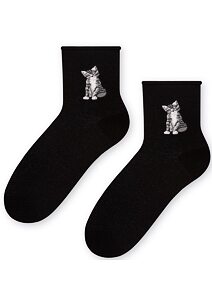 Dámské ponožky s obrázky Steven 793099 černé