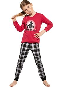 Bavlněné dívčí pyžamo Cornette Kids Lady tm.růžové