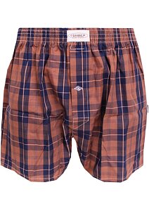 Pánské plátýnkové trenýrky Climber 3100C22 navy-orange kostka