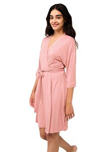 Dámský župan s krátkým rukávem Vamp 22009 pink blush