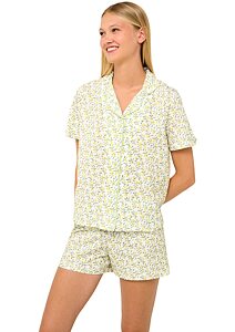 Dámské bavlněné pyžamo na knoflíky Vamp 22235 green fog