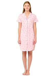 Bavlněná letní noční košile s knoflíky Vamp 22262 pink sea