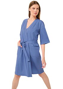 Bavlněný letní župan na zavazování Vamp 22256 blue iris