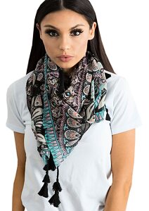 Dámský šátek s etnickým vzorem Chenec 7133 černý