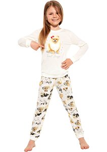 Dívčí pyžamo s pejsky Cornette Doggie smetanové
