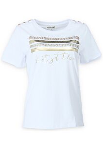 Módní tričko s krátkým rukávem pro ženy 74405 bílo-zlatá
