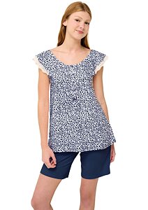 Pohodlné dámské pyžamo Vamp s krátkými kalhotami 22221 blue peony