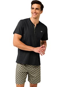 Bavlněné pánské pyžamo Vamp s krátkými rukávy 22611 dark gray