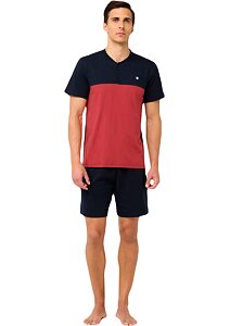 Bavlněné pánské pyžamo Vamp s knoflíkovou légou 22653 red hot pepper