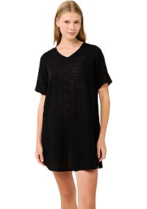 Děrované letní šaty Vamp s krátkými rukávy 22878 black