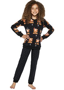 Bavlněné dívčí pyžamo Cornette Kids Bear černé